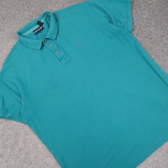 VTG Patagonia Logo Made in USA Large Blue Short Sleeve Collared Polo Shirt - Picture 9 of 10